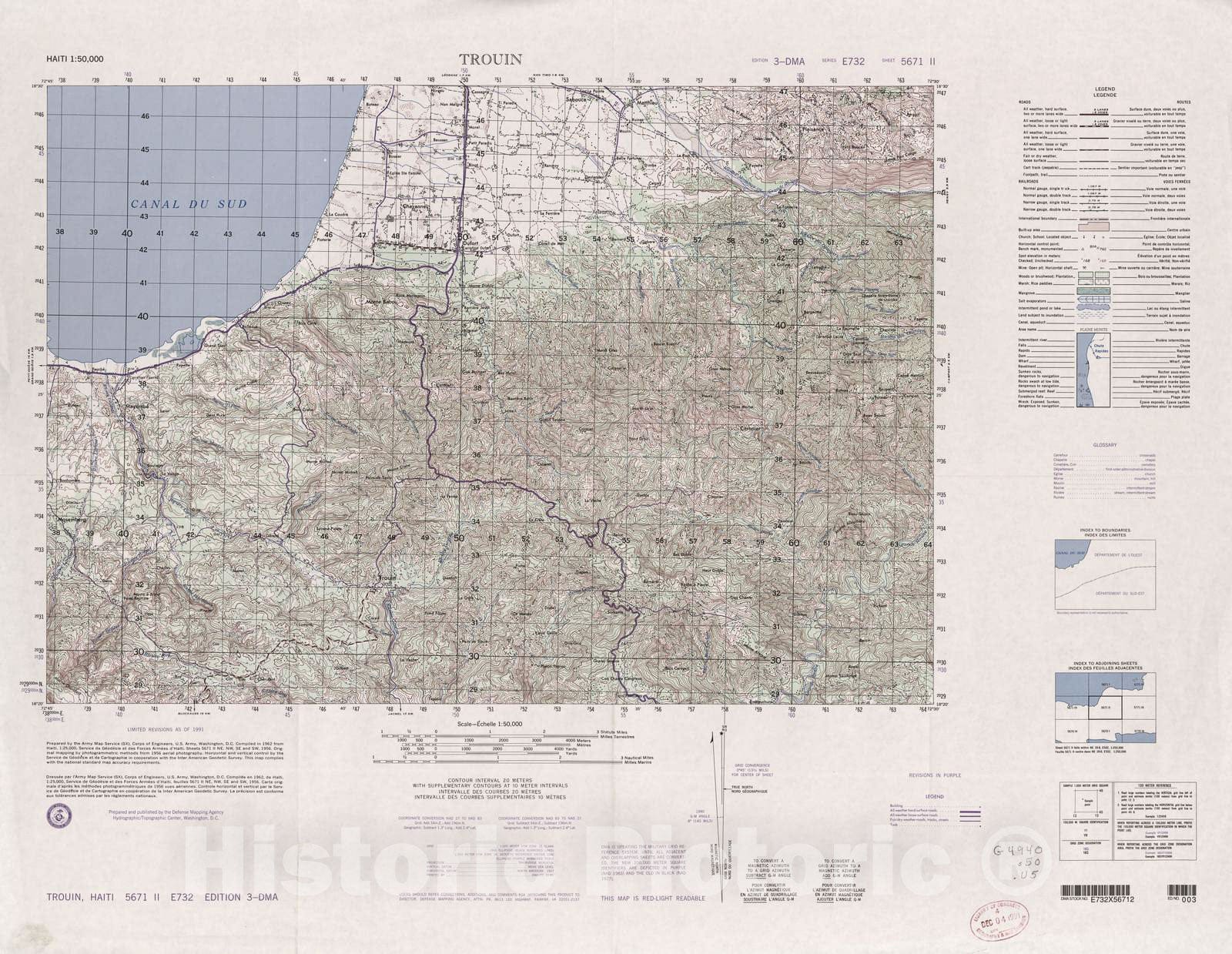 Historic 1948 Map - Haiti 1:50,000. - Trouin, Sheet 5671 II - 3 ed.