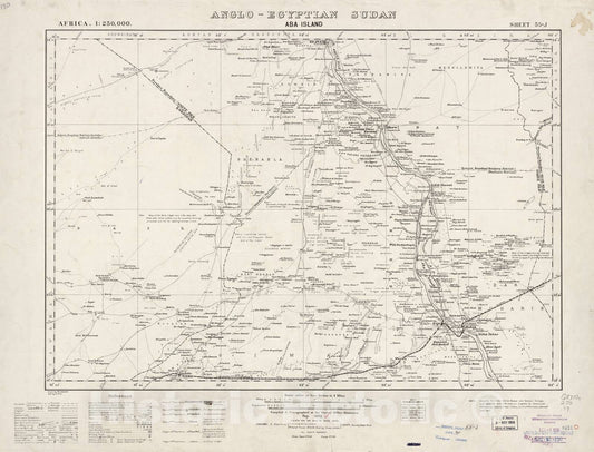 Historic 1909 Map - Sudan 1:250,000 - Aba Island Sheet 55-J Sep 1932 - Anglo-Egyptian Sudan