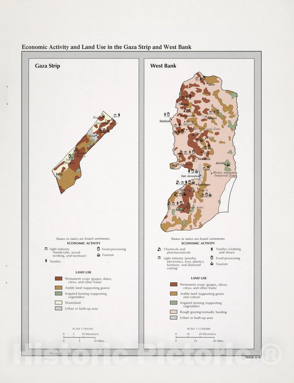 Historic 1994 Map - The Gaza Strip & West Bank : a map Folio - Economic Activity and Land Use in The Gaza Strip and West Bank - Gaza Strip and West Bank