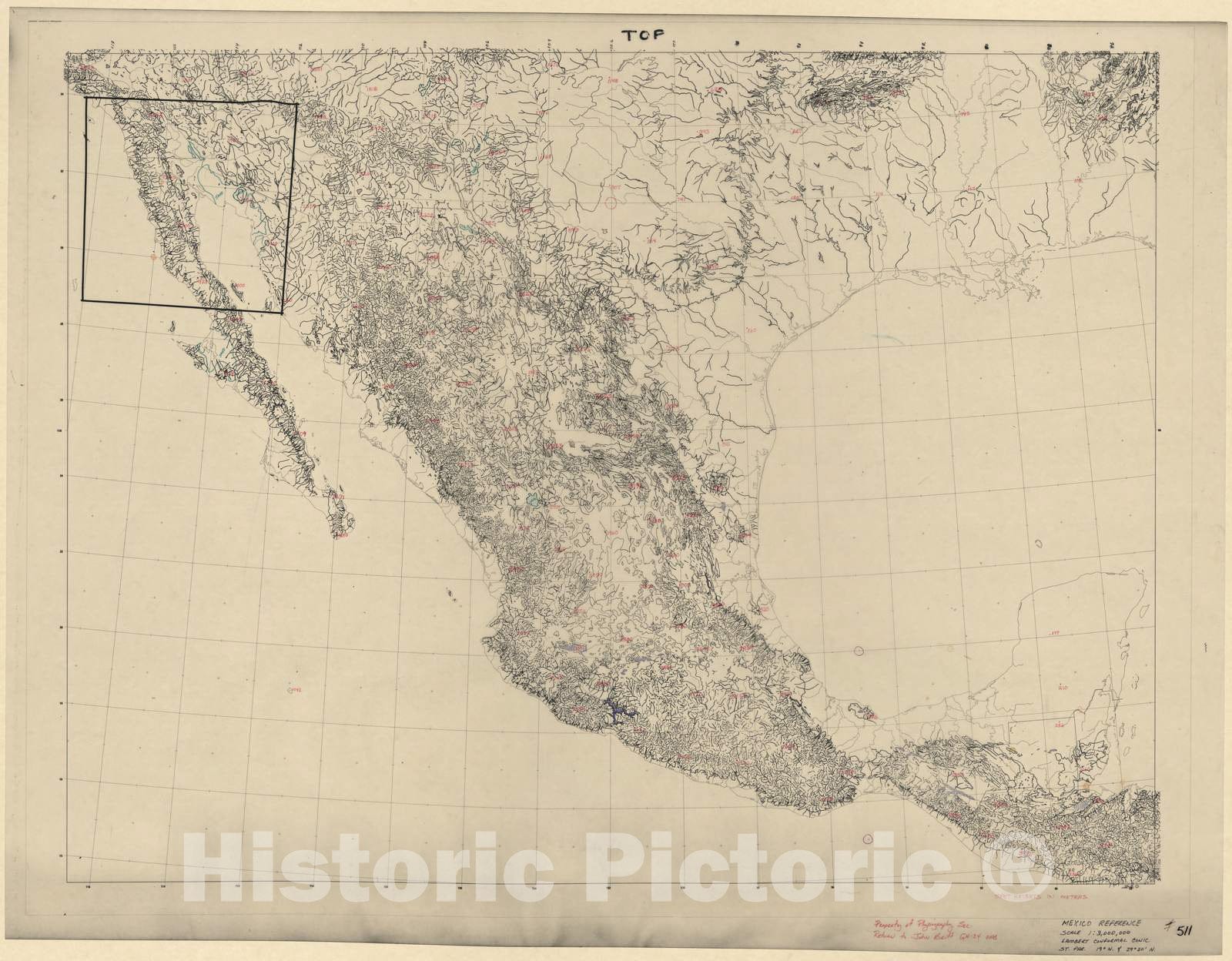 Historic Map - CIA Terrain Board Collection - Mexico Reference - Reference line Work