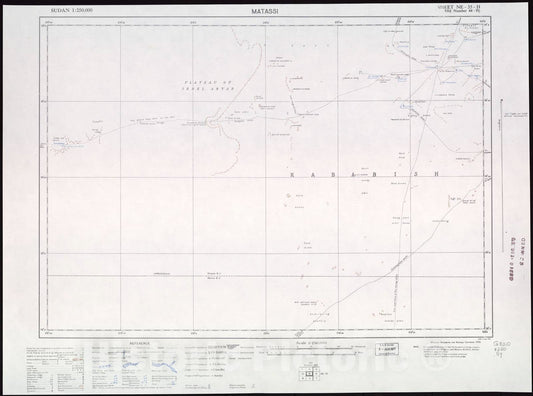 Historic 1909 Map - Sudan 1:250,000 - Matassi Sheet NE-35-H (Old Number 44-H) 1942 - Anglo-Egyptian Sudan
