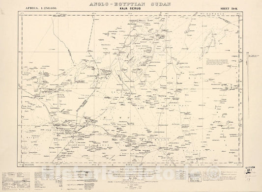 Historic 1909 Map - Sudan 1:250,000 - Kaja Aerug Sheet 54-K Nov 1935 - Anglo-Egyptian Sudan