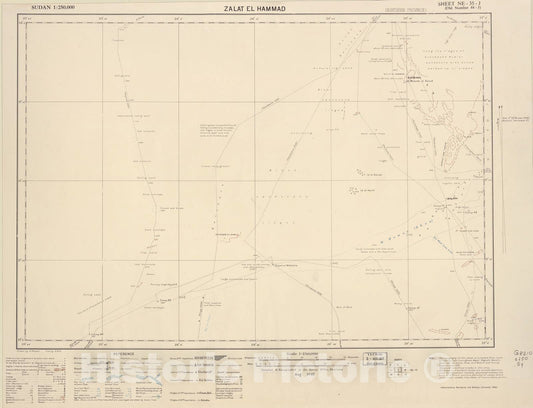 Historic 1909 Map - Sudan 1:250,000 - Zalat El Hammad Sheet NE -35-J (Old Number 44-J) Aug 1942 - Anglo-Egyptian Sudan