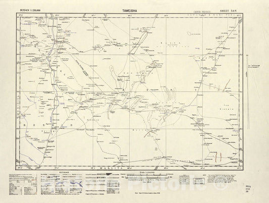 Historic 1909 Map - Sudan 1:250,000 - Taweisha Sheet 54-N Dec 1940 - Anglo-Egyptian Sudan