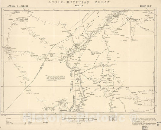 Historic 1909 Map - Sudan 1:250,000 - Melut Sheet 66-F Dec 1917 - Anglo-Egyptian Sudan