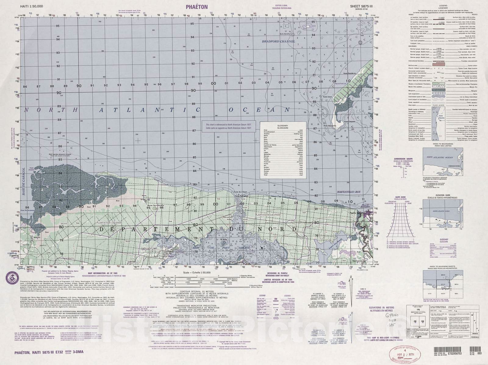 Historic 1948 Map - Haiti 1:50,000. - Phaeton, Sheet 5875 III - 3 ed.