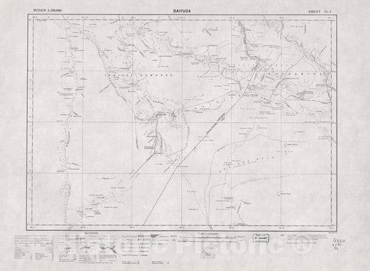 Historic 1909 Map - Sudan 1:250,000 - Baiyuda Sheet 45-J 1933 - Anglo-Egyptian Sudan