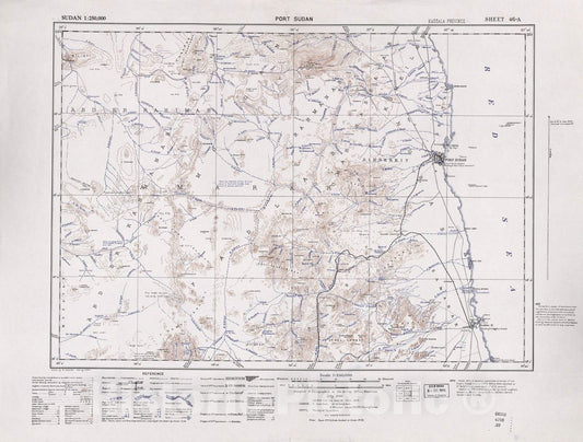 Historic 1909 Map - Sudan 1:250,000 - Port Sudan Sheet 46-A Jul 1940 - Anglo-Egyptian Sudan