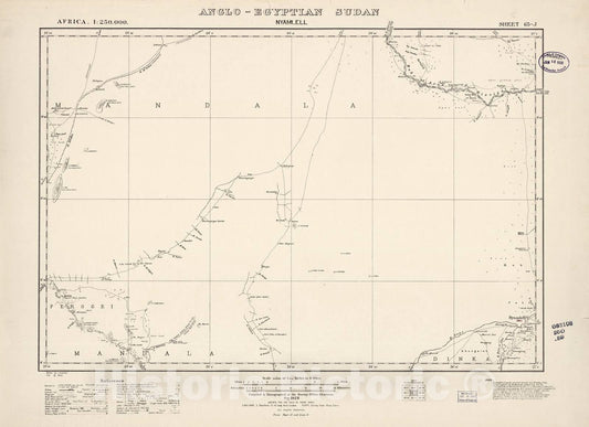 Historic 1909 Map - Sudan 1:250,000 - Nyamlell Sheet 65-J Sep 1925 - Anglo-Egyptian Sudan