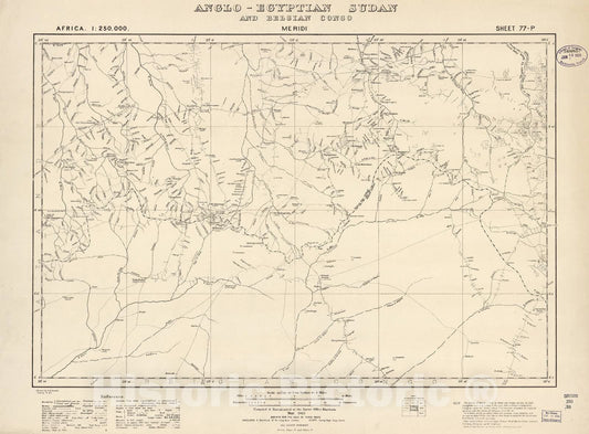 Historic 1909 Map - Sudan 1:250,000 - Meridi Sheet 77-P Mar 1922 - Anglo-Egyptian Sudan