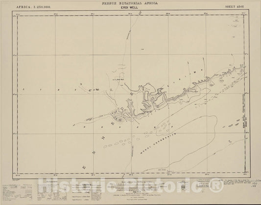 Historic 1909 Map - Sudan 1:250,000 - Erdi Well Sheet 43-H Jul 1928 - Anglo-Egyptian Sudan