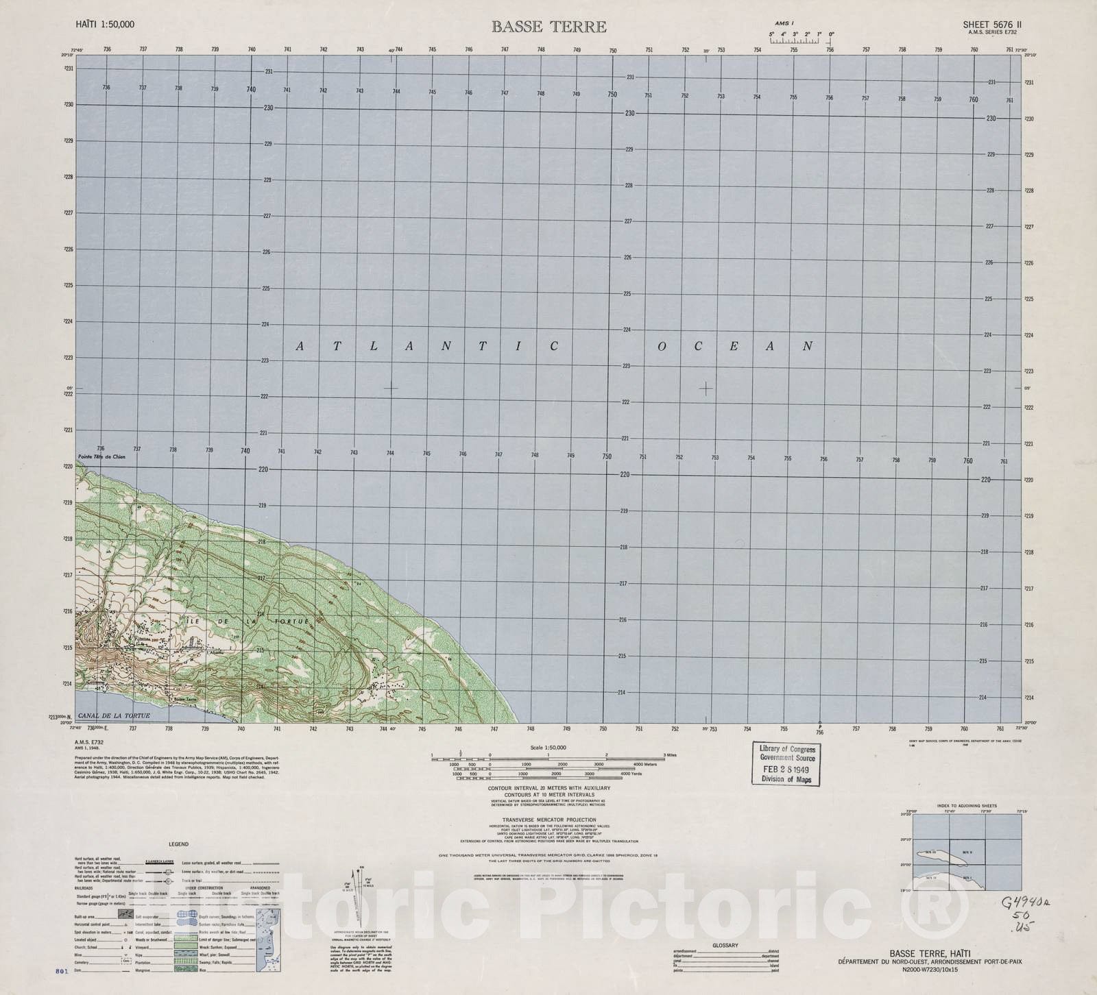 Historic 1948 Map - Haiti 1:50,000. - Basse Terre, Sheet 5676 II - 1 ed.