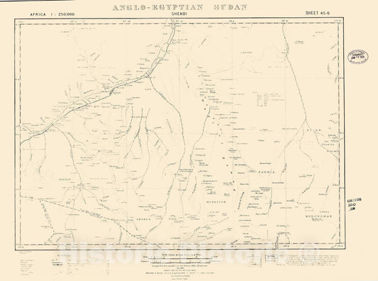 Historic 1909 Map - Sudan 1:250,000 - Shendi Sheet 45-O Oct 1919 - Anglo-Egyptian Sudan