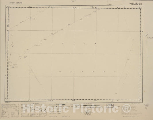 Historic 1909 Map - Sudan 1:250,000 - Libyan Desert Sheet NE-35-I (Old Number 44-I) Jul 1928 - Anglo-Egyptian Sudan