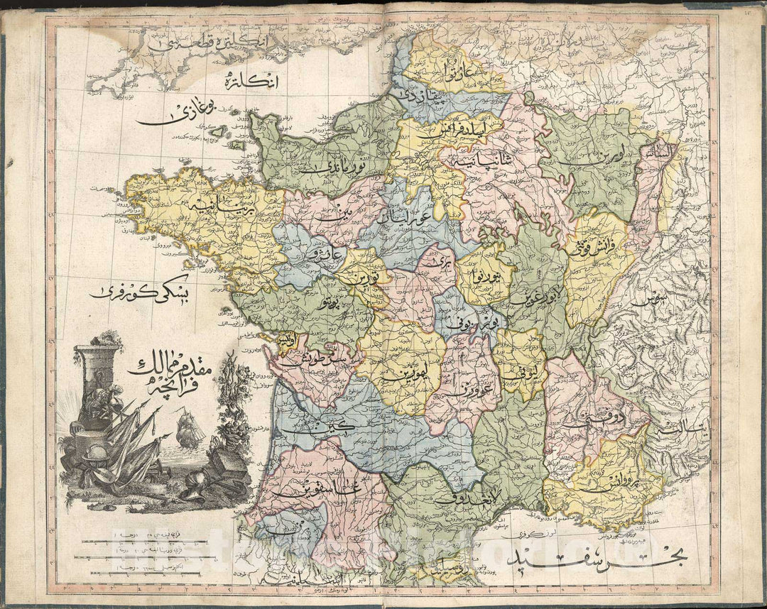 Historic 1803 Map - Cedid Atlas tercÃÂ¼MESI - France 1