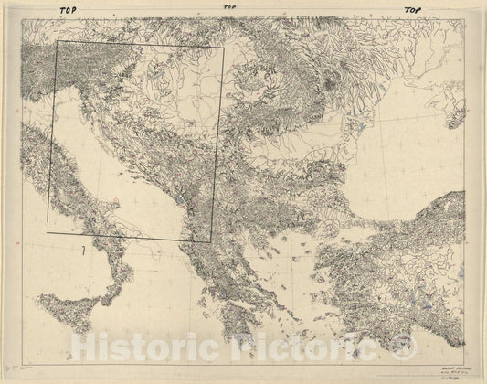 Historic Map - CIA Terrain Board Collection - Balkans Reference - Lowland Tint