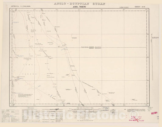 Historic 1909 Map - Sudan 1:250,000 - Jebel Tageru Sheet 44-O Feb 1937 - Anglo-Egyptian Sudan