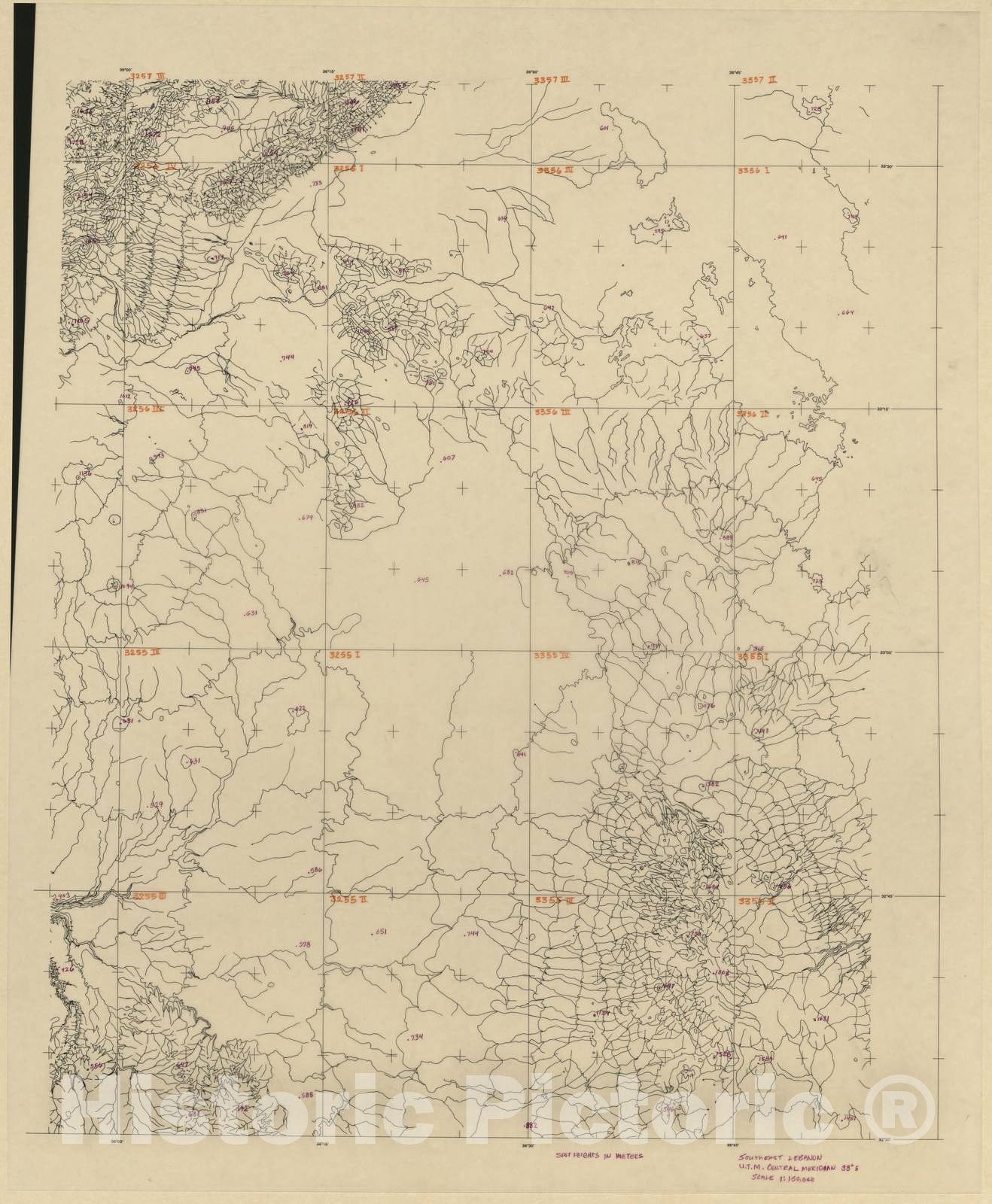 Historic Map - CIA Terrain Board Collection - Southeast Lebanon - Shaded Relief