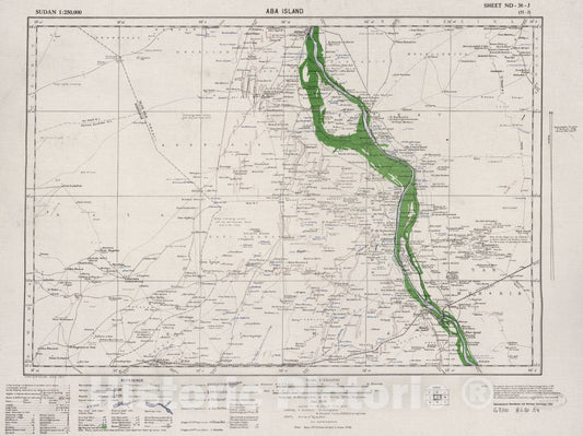 Historic 1909 Map - Sudan 1:250,000 - Aba Island Sheet ND-36-J (Old Number 55-J) Jan 1948 - Anglo-Egyptian Sudan