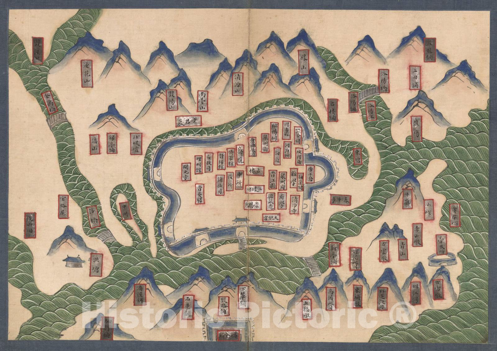 Historic 1602 Map - Quanzhou Fu yu di tu Shuo. - Jinjiang Xian -