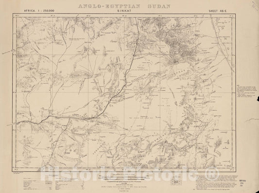 Historic 1909 Map - Sudan 1:250,000 - Sinkat Sheet 46-E Jun 1918 - Anglo-Egyptian Sudan