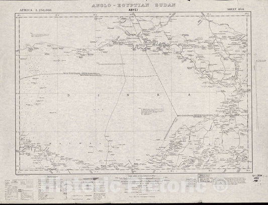 Historic 1909 Map - Sudan 1:250,000 - Abyei Sheet 65-K Mar 1936 - Anglo-Egyptian Sudan