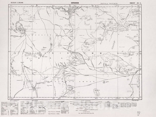 Historic 1909 Map - Sudan 1:250,000 - Deraheib Sheet 35-L Sep 1932 - Anglo-Egyptian Sudan