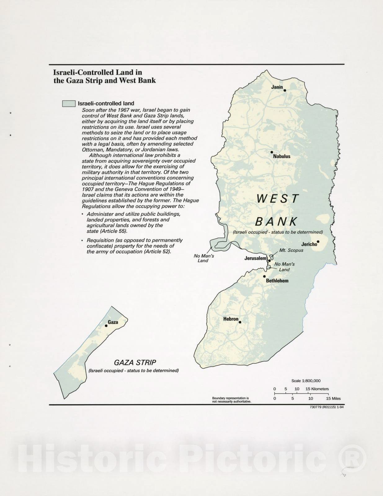 Historic 1994 Map - The Gaza Strip & West Bank : a map Folio - Israeli-Controlled Land I nthe Gaza Strip and West Bank - Gaza Strip and West Bank