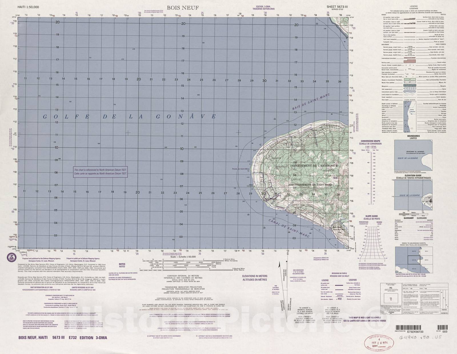 Historic 1948 Map - Haiti 1:50,000. - Bois Neuf, Sheet 5673 III - 3 ed.