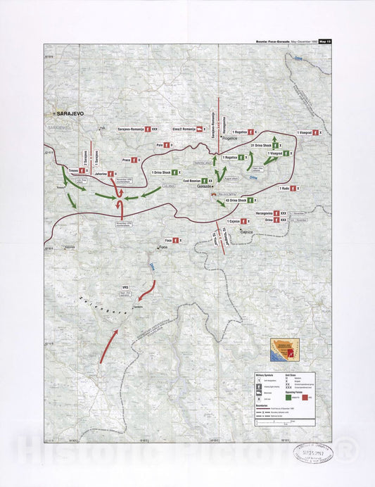 Historic 2002 Map - Balkan battlegrounds - Bosnia: Foca-Gorazde, May-December 1992