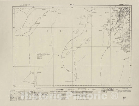 Historic 1909 Map - Sudan 1:250,000 - Sila Sheet 64-C Mar 1932 - Anglo-Egyptian Sudan