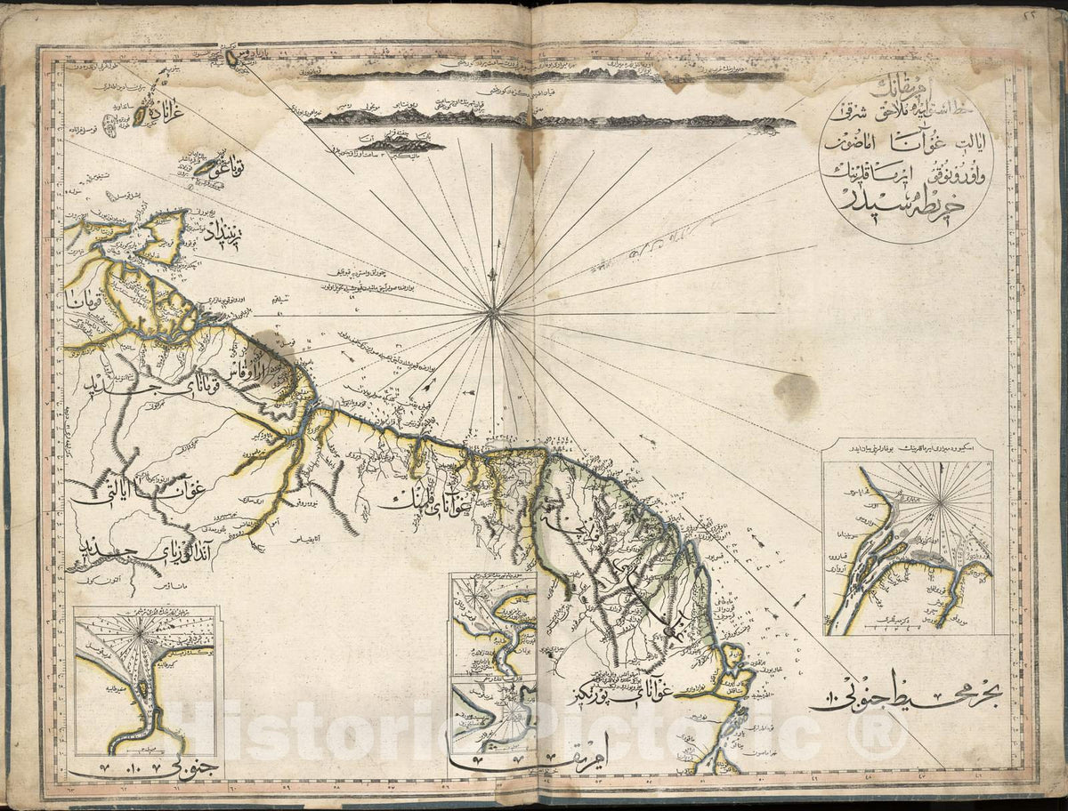 Historic 1803 Map - Cedid Atlas tercÃÂ¼MESI - Coast of Guyana from The Orinoco to Amazon Rivers