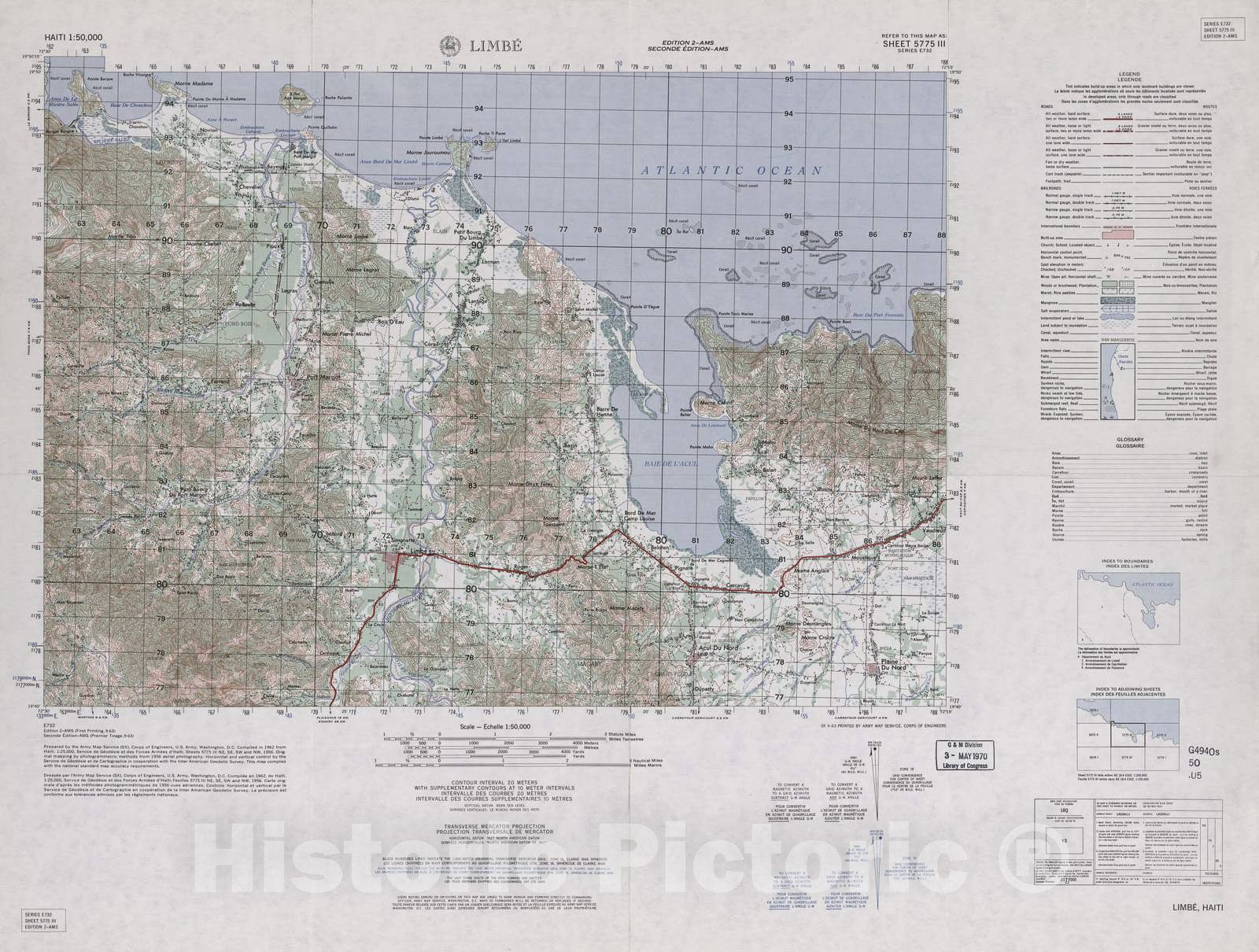 Historic 1948 Map - Haiti 1:50,000. - Limbe, Sheet 5775 III - 2 ed.