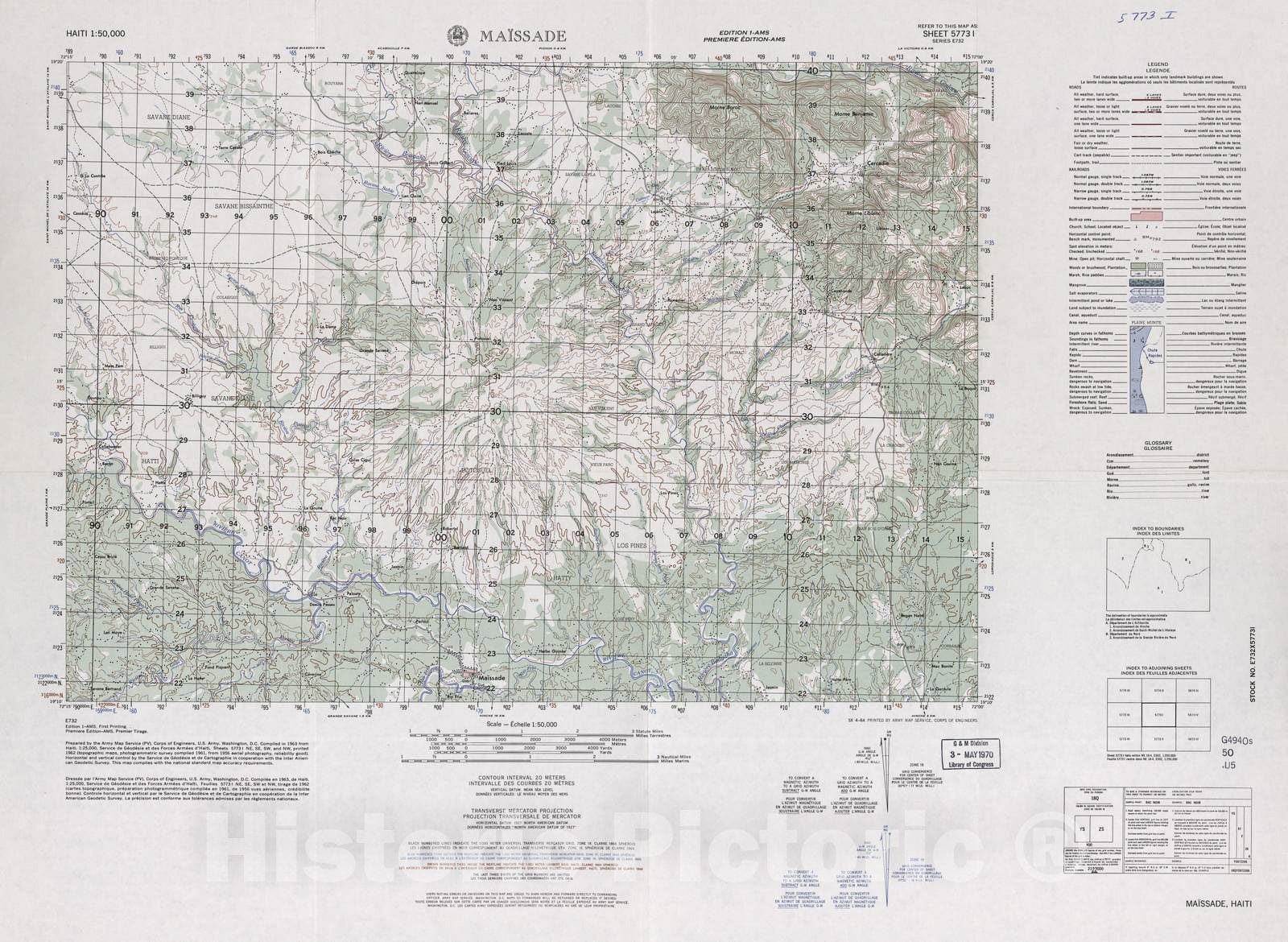 Historic 1948 Map - Haiti 1:50,000. - Maissade, Sheet 5773 I - 1 ed.