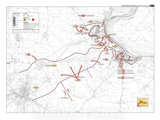 Historic 2002 Map - Balkan battlegrounds - Croatia: Battle of Vukovar, September-November 1991