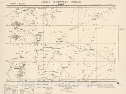 Historic 1909 Map - Sudan 1:250,000 - Kagmar Sheet 55-E Dec 1941 - Anglo-Egyptian Sudan