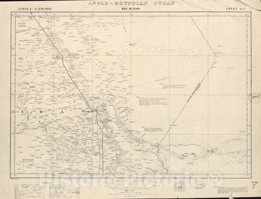Historic 1909 Map - Sudan 1:250,000 - WAD Medani Sheet 55-G May 1923 - Anglo-Egyptian Sudan