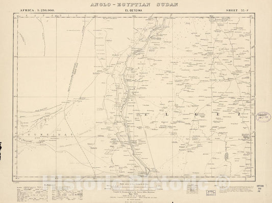 Historic 1909 Map - Sudan 1:250,000 - El Geteina Sheet 55-F Mar 1923 - Anglo-Egyptian Sudan