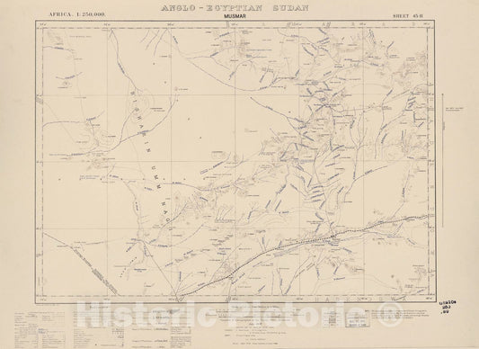 Historic 1909 Map - Sudan 1:250,000 - Musmar Sheet 45-H Jul 1937 - Anglo-Egyptian Sudan