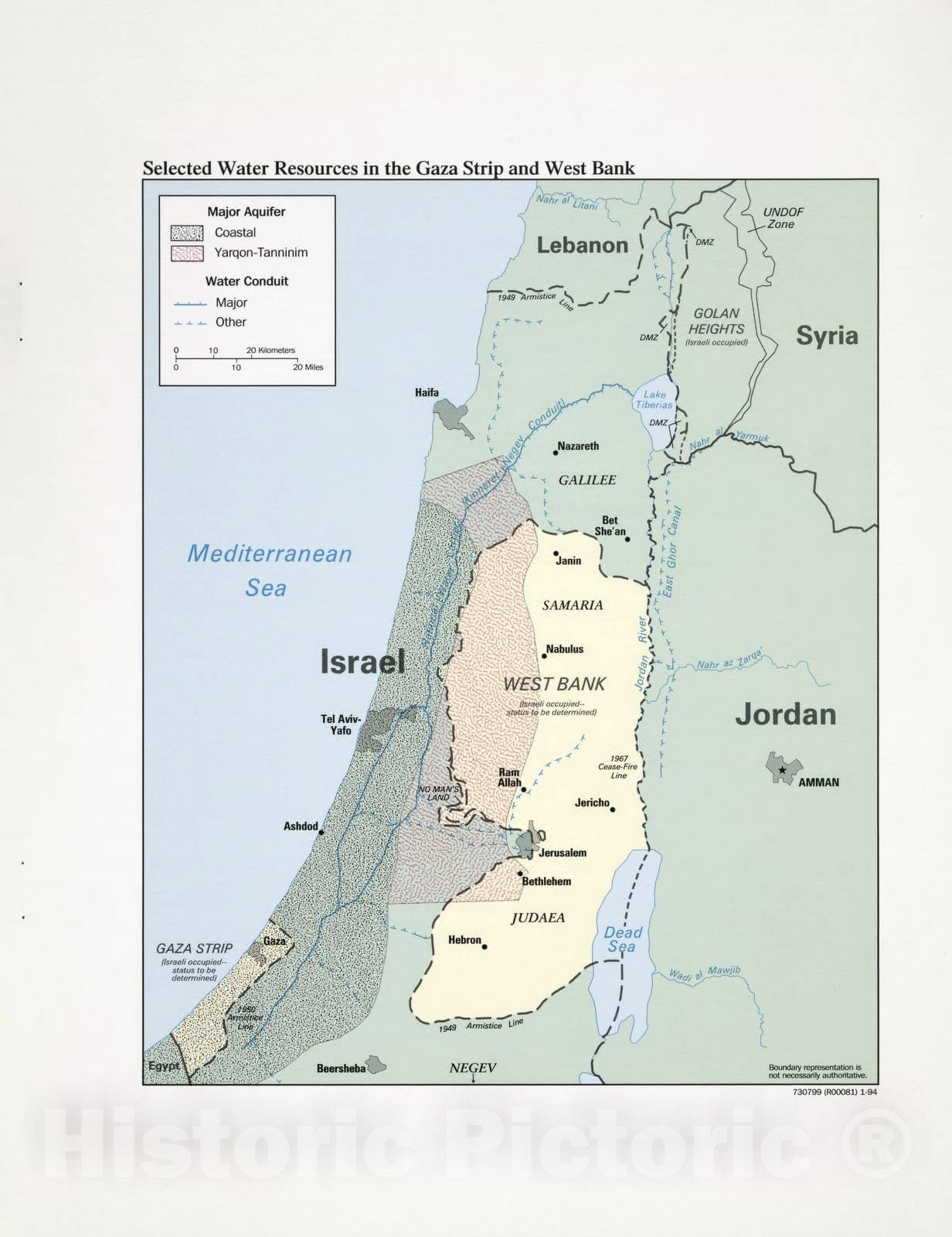 Historic 1994 Map - The Gaza Strip & West Bank : a map Folio - Selected Water Resouces in The Gaza Strip and West Bank - Gaza Strip and West Bank