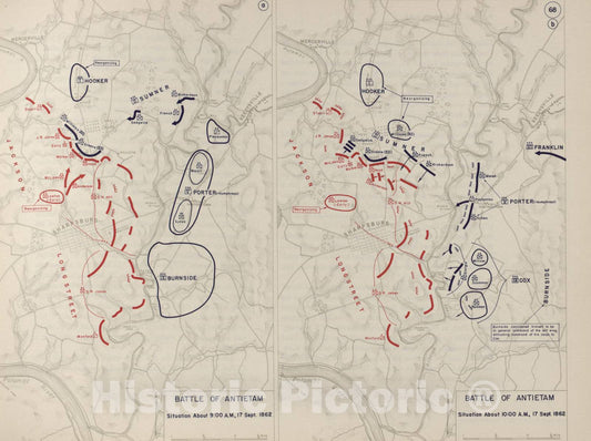 Historic 1962 Map - The West Point Atlas of The Civil War - Antietam Campaign, Battle of Antietam, Sept. 1862 3