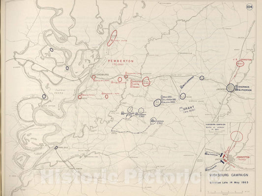 Historic 1962 Map - The West Point Atlas of The Civil War - Vicksburg Campaign, June and Sept. 1862