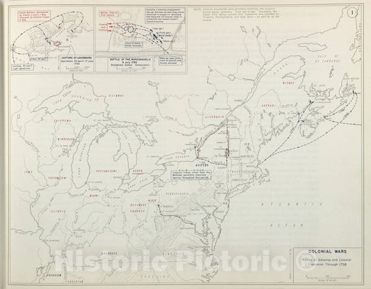 Historic 1959 Map - The West Point Atlas of American Wars - Colonial Wars - Canada, 1759-1760