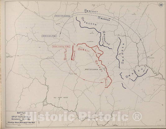 Historic 1959 Map - The West Point Atlas of American Wars - Battle of Spottsylvania, May 1864 2