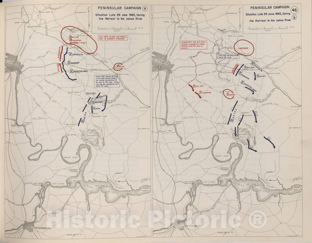 Historic 1959 Map - The West Point Atlas of American Wars - Peninsular Campaign - Battle of Fair Oaks (Seven Pines),May 31,1862