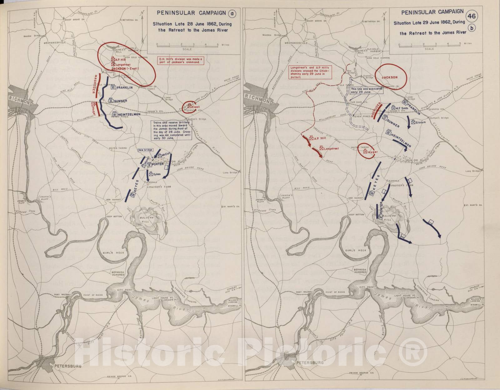 Historic 1959 Map - The West Point Atlas of American Wars - Peninsular Campaign - Battle of Fair Oaks (Seven Pines),May 31,1862