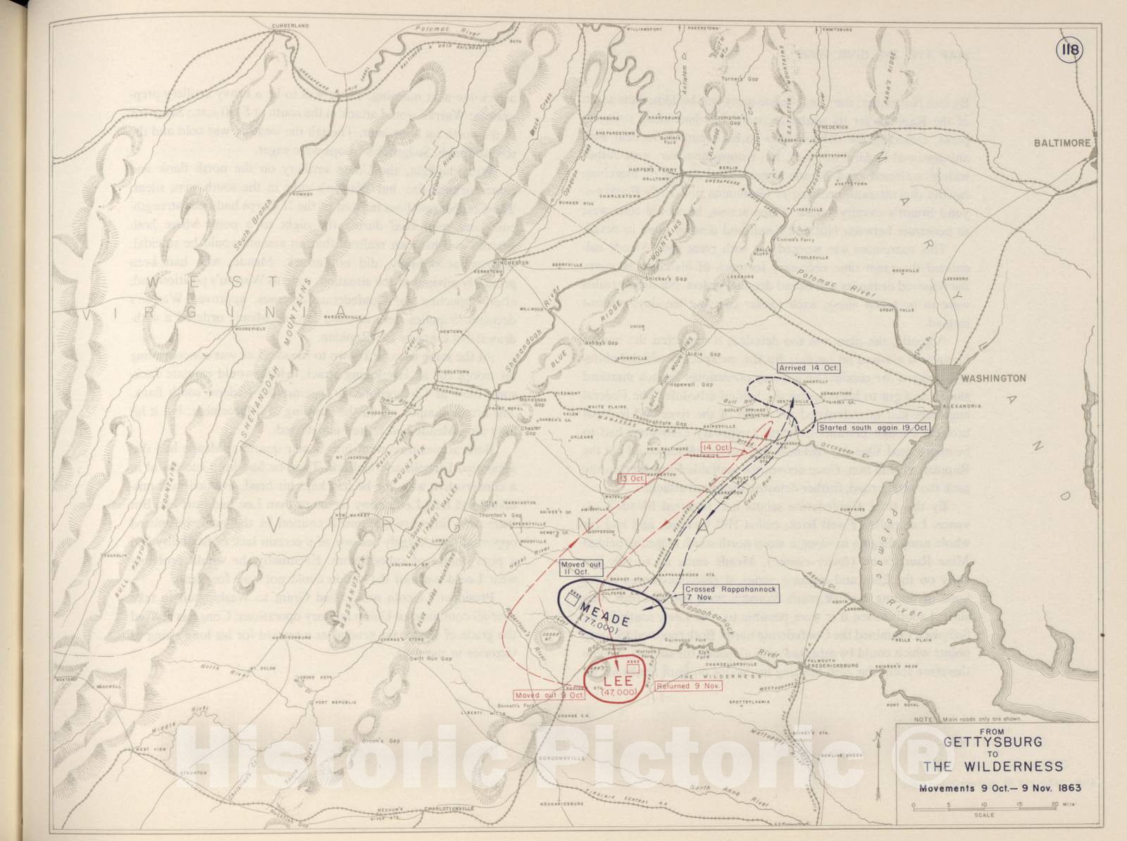 Historic 1962 Map - The West Point Atlas of The Civil War - Gettysburg Campaign, Battle of Gettysburg, July 1863 1