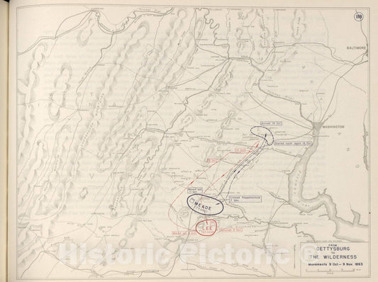 Historic 1962 Map - The West Point Atlas of The Civil War - Gettysburg Campaign, Battle of Gettysburg, July 1863 1