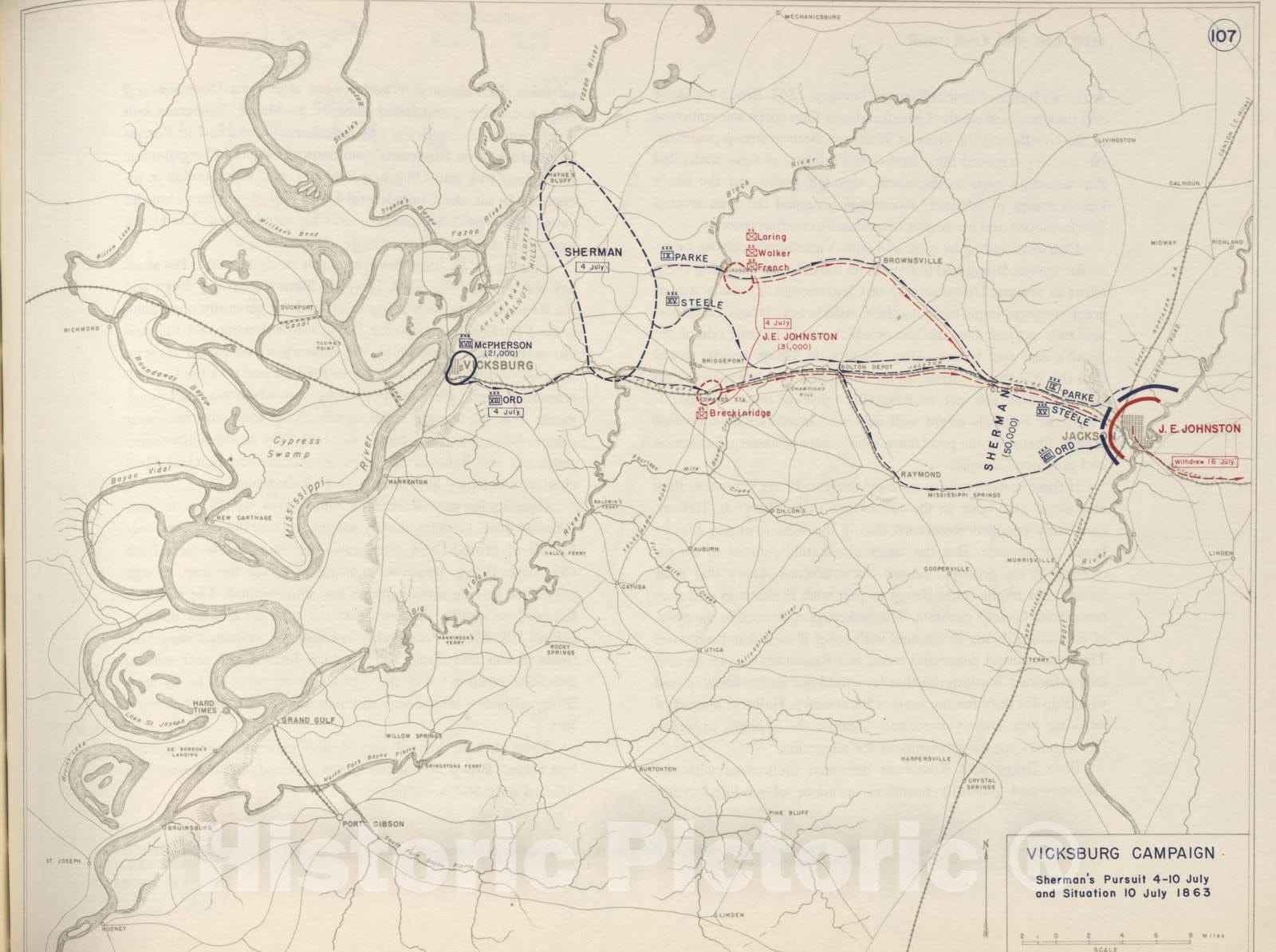 Historic 1962 Map - The West Point Atlas of The Civil War - Vicksburg Campaign, Battle of Corinth, October 1862