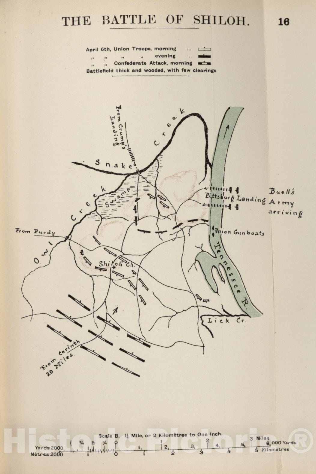 Historic 1910 Map - The American Civil War-maps. - Battle of Shiloh 2